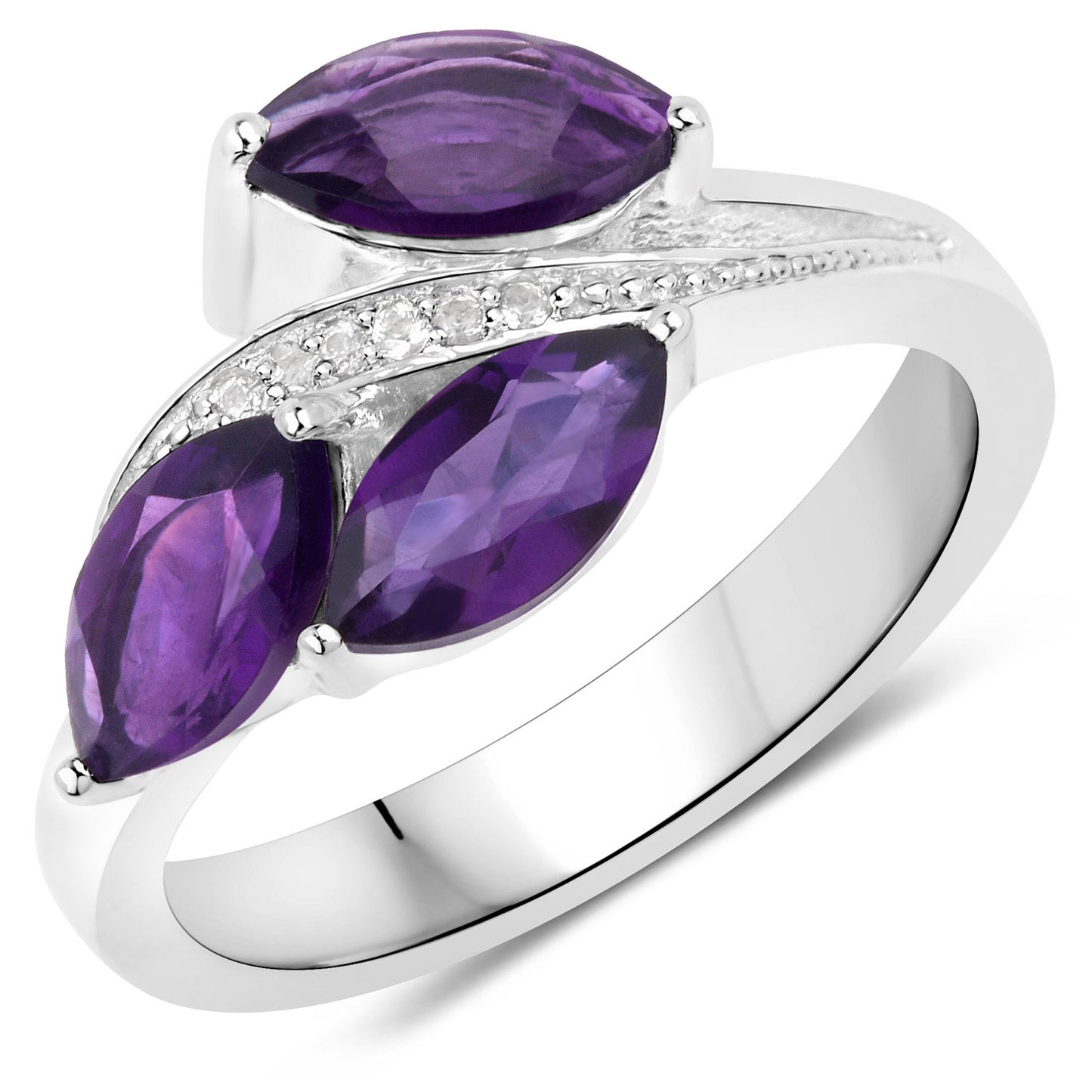Sterling Silver 1.62 Carat Amethyst White Topaz Ring fine