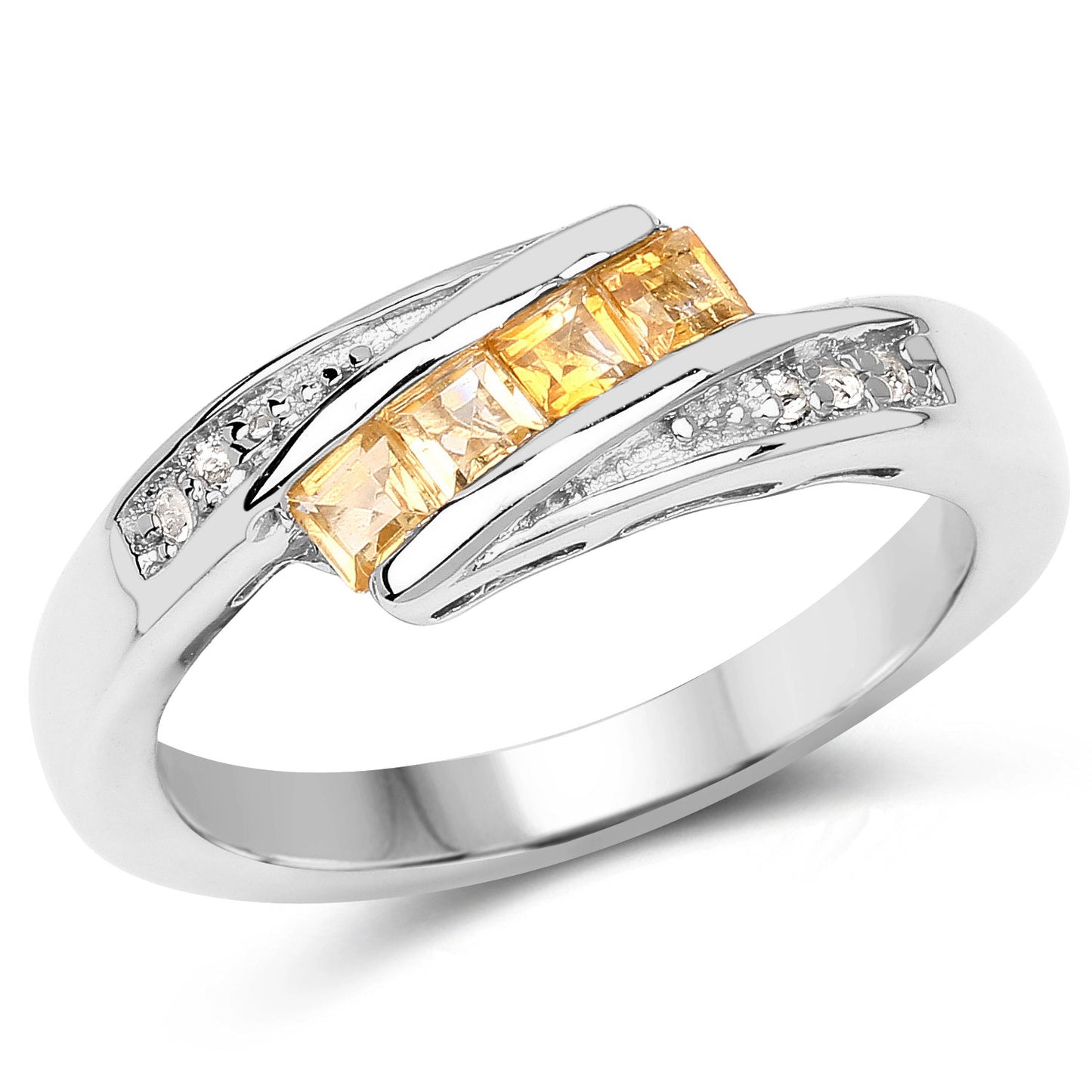 Sterling Silver 0.43 Carat Citrine White Topaz Ring fine