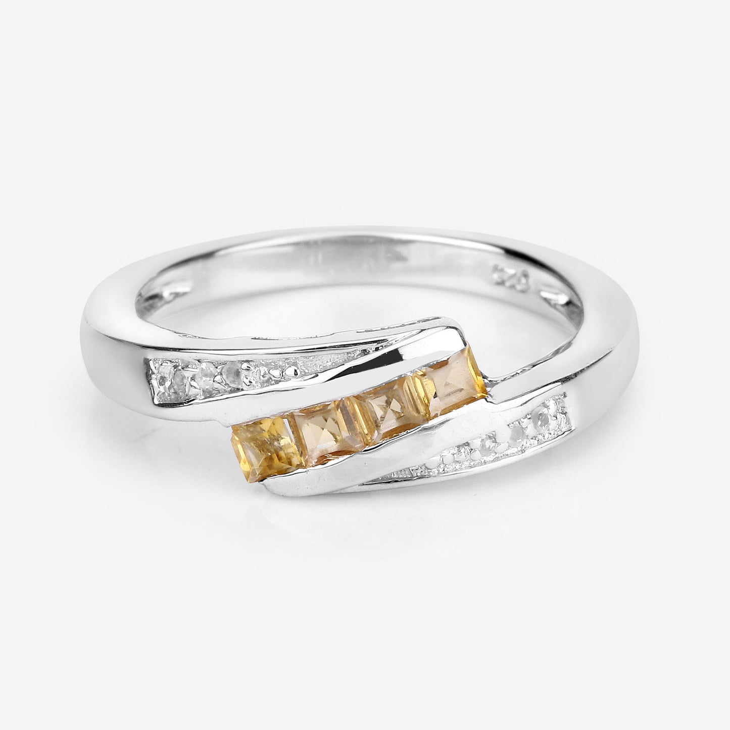 Sterling Silver 0.43 Carat Citrine White Topaz Ring fine