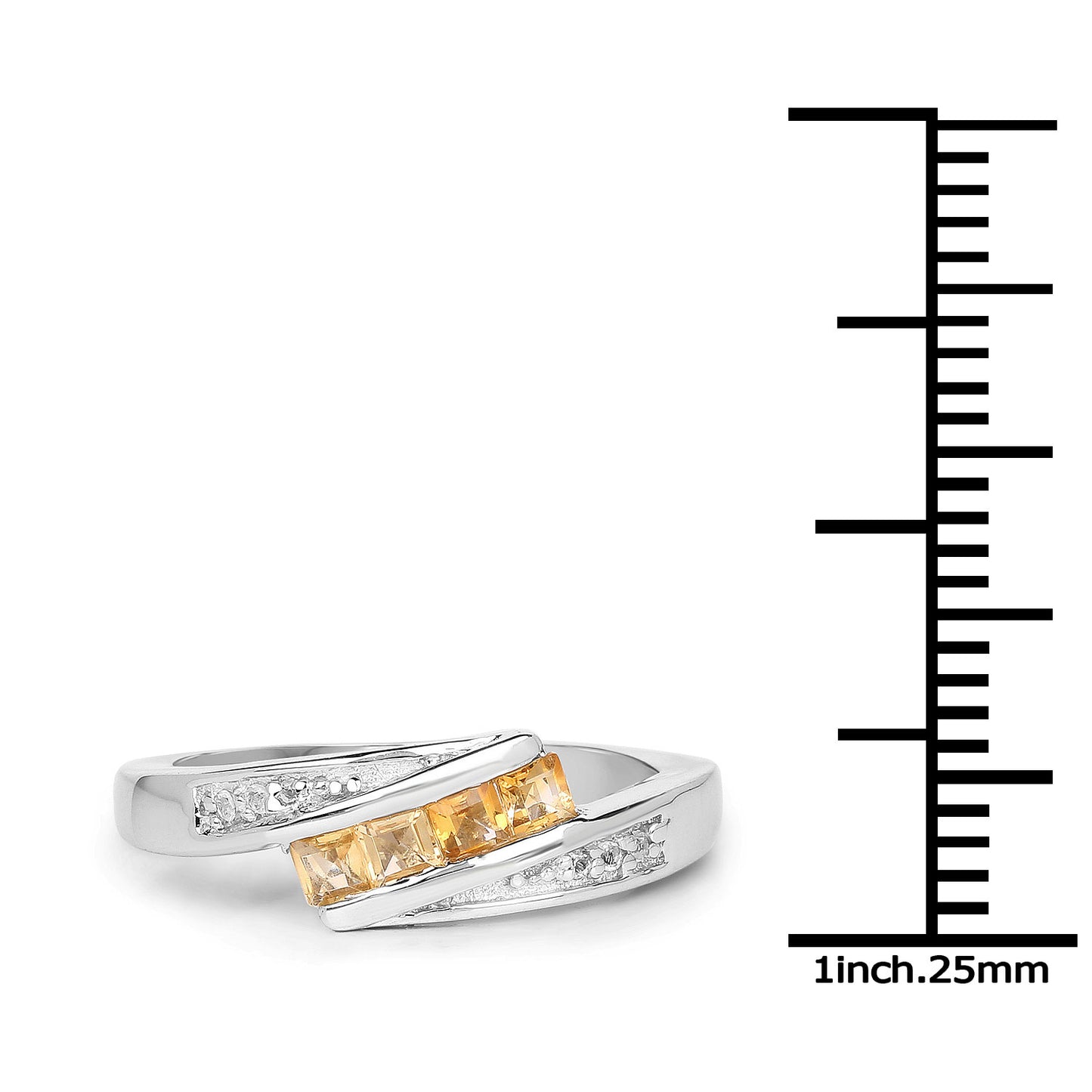 Sterling Silver 0.43 Carat Citrine White Topaz Ring fine