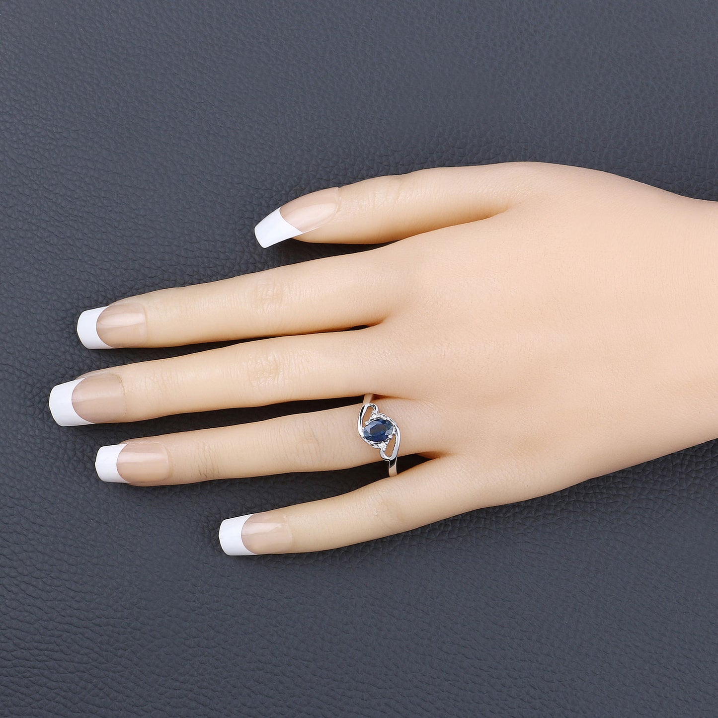 Diamond and Sapphire 10KT White Gold Bypass Ring