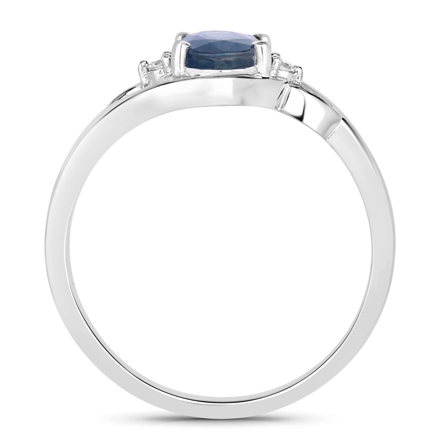 Diamond and Sapphire 10KT White Gold Bypass Ring