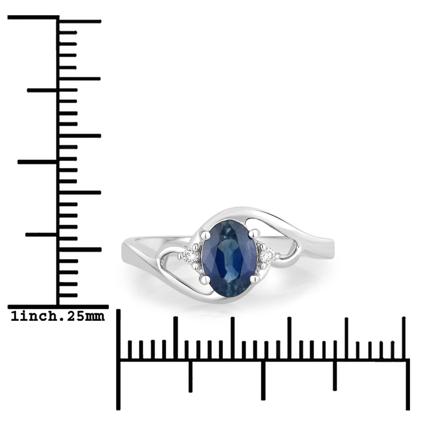 Diamond and Sapphire 10KT White Gold Bypass Ring