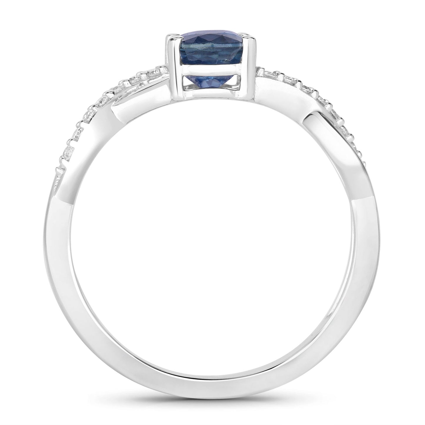 Sapphire and Diamond 14KT White Gold Crossover Ring