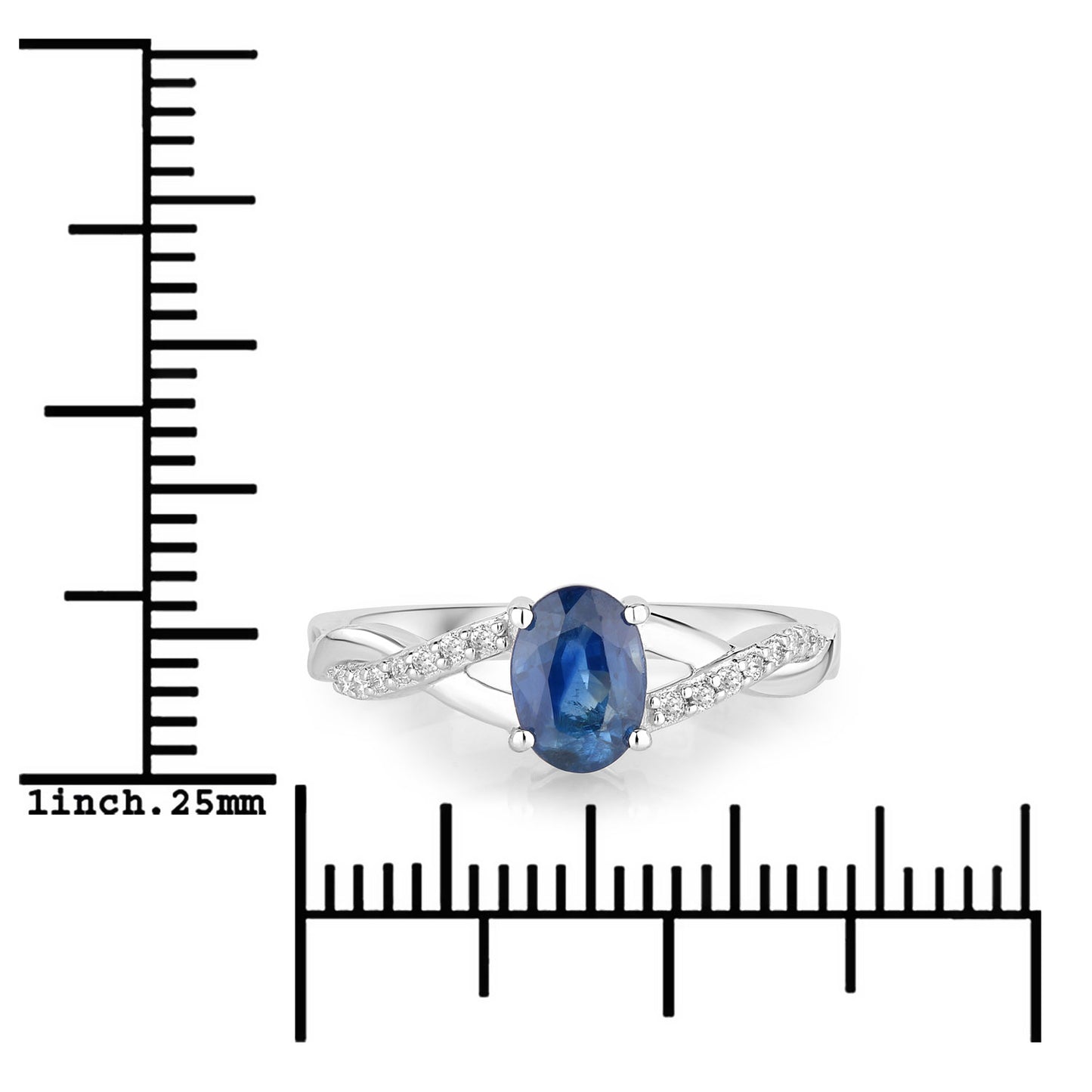 Sapphire and Diamond 14KT White Gold Crossover Ring