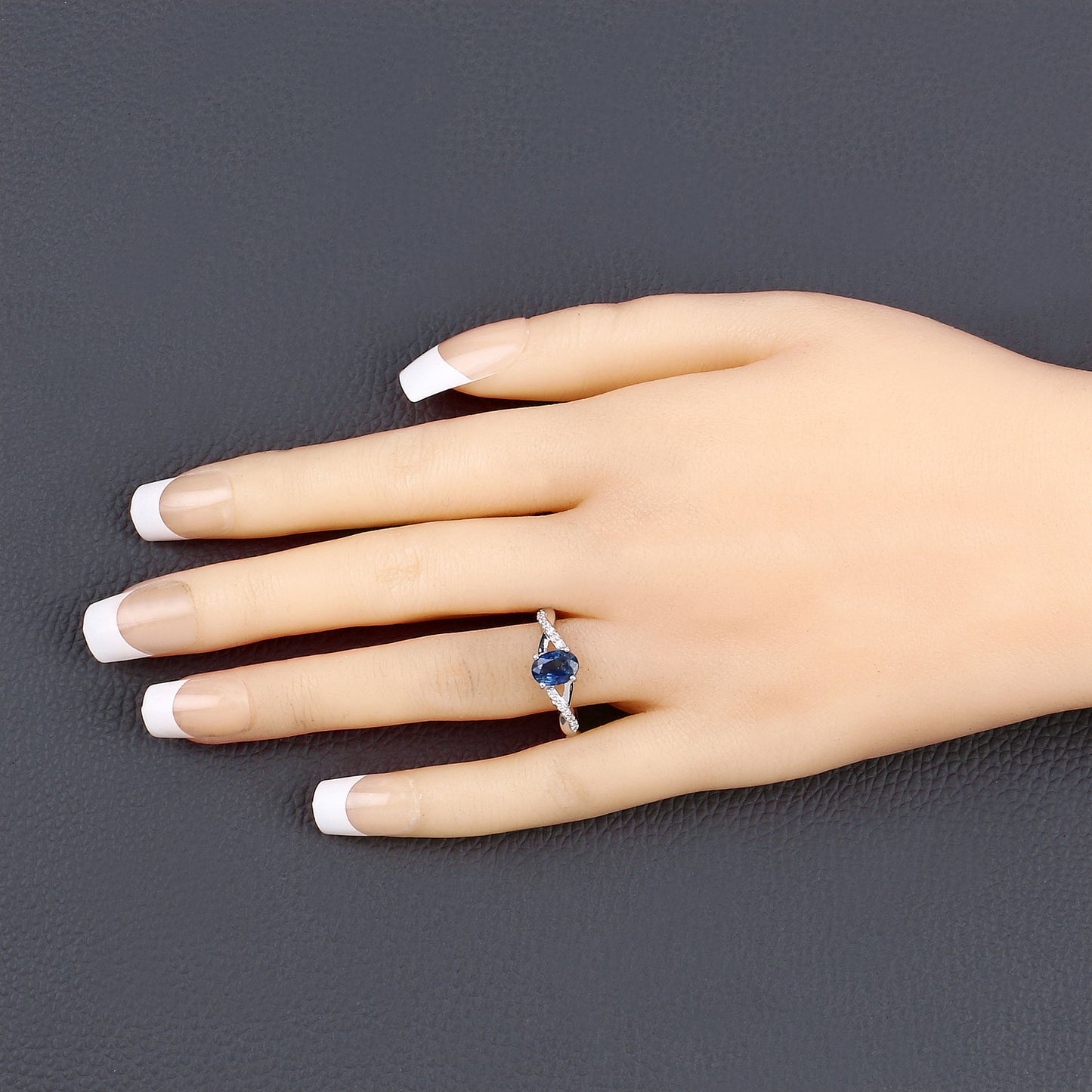 Sapphire and Diamond 14KT White Gold Crossover Ring