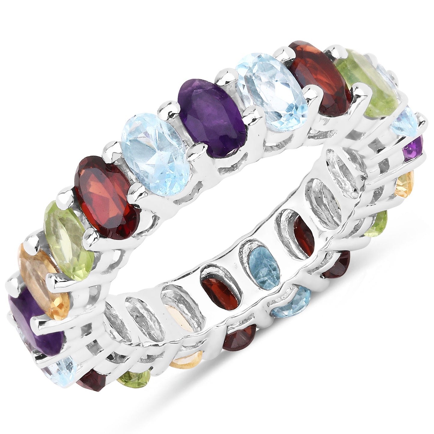 Sterling Silver 5.09 Carat Genuine Multi Stone Eternity Ring fine
