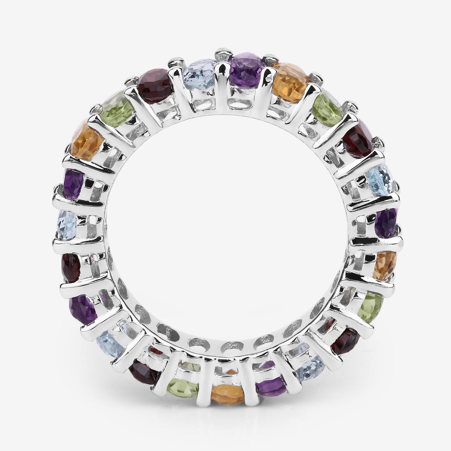Sterling Silver 5.09 Carat Genuine Multi Stone Eternity Ring fine