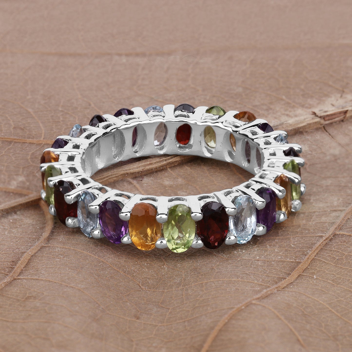 Sterling Silver 5.09 Carat Genuine Multi Stone Eternity Ring fine