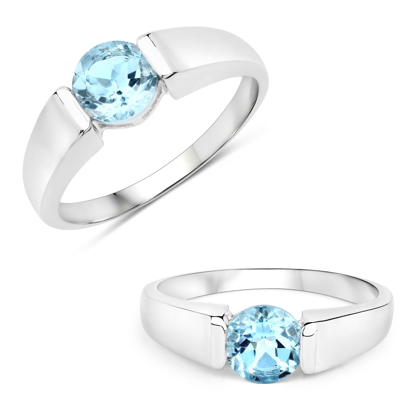 Sterling Silver 1.05 Carat Genuine Blue Topaz Solitaire Ring fine