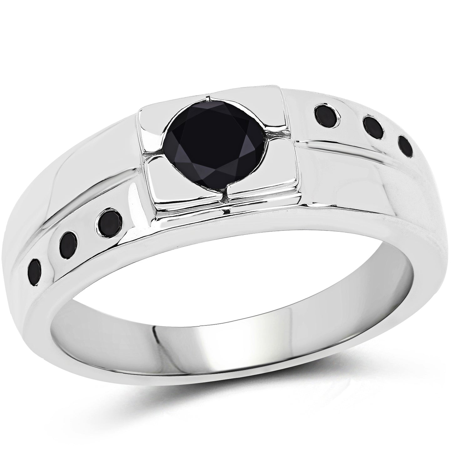 Sterling Silver 0.56 Carat Genuine Black Diamond Cocktail Ring fine