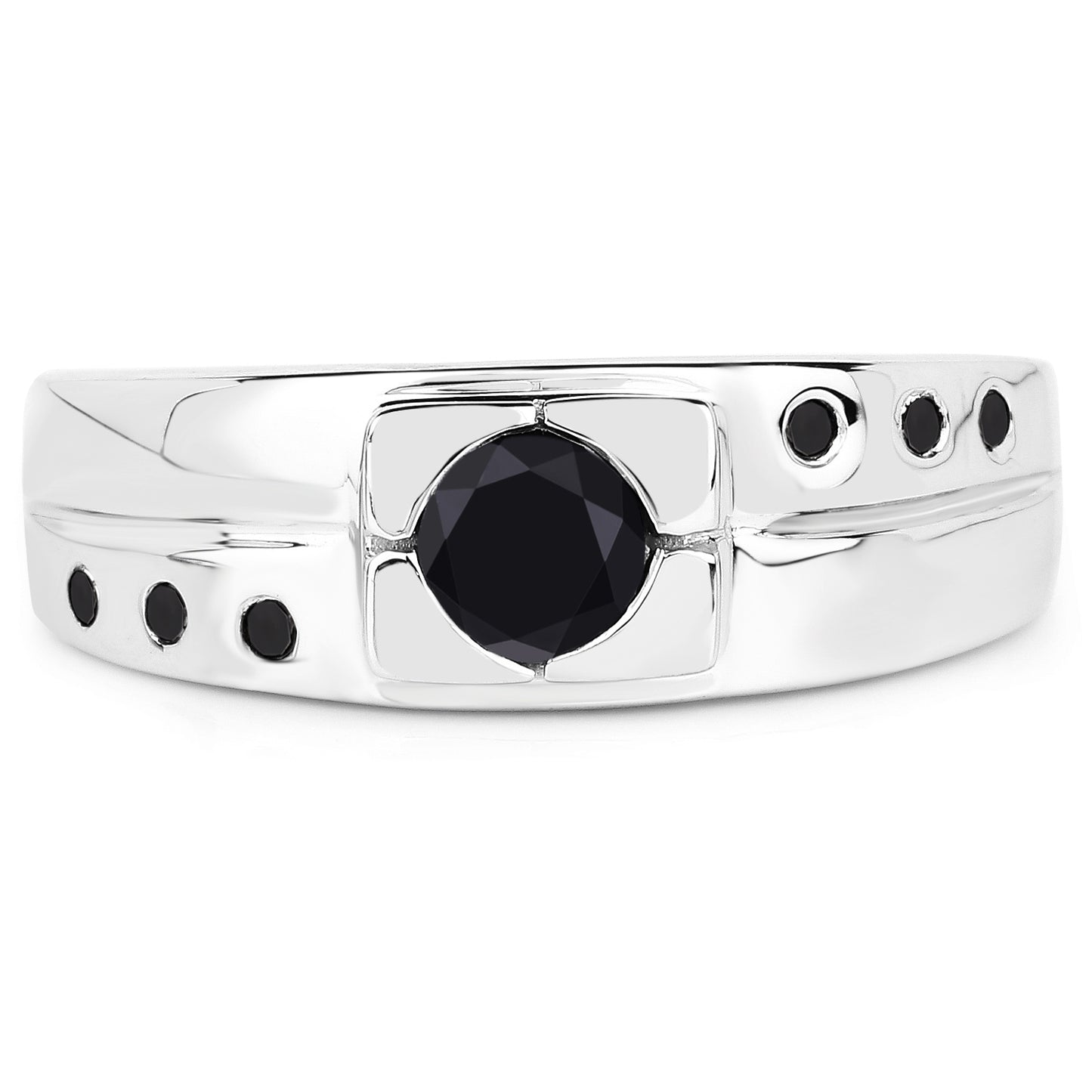 Sterling Silver 0.56 Carat Genuine Black Diamond Cocktail Ring fine