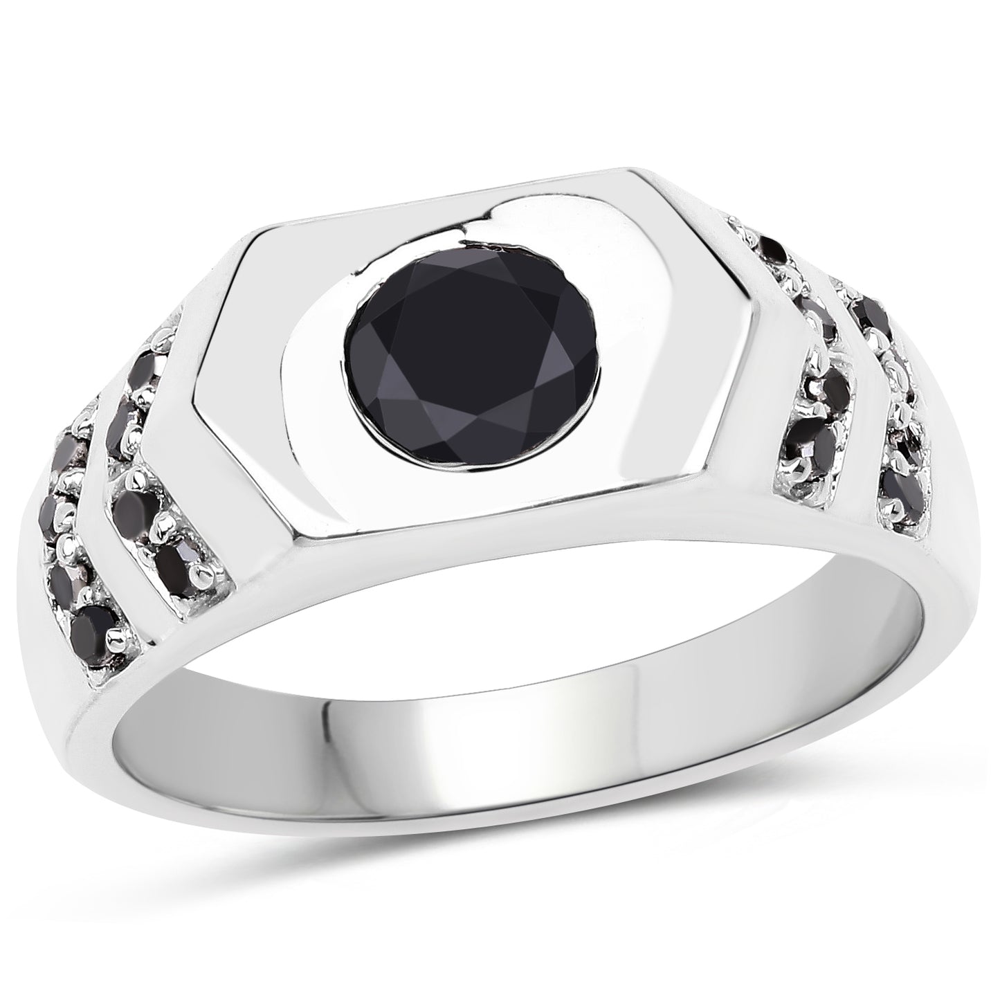 Sterling Silver 1.53 Carat Genuine Black Diamond Cocktail Ring fine