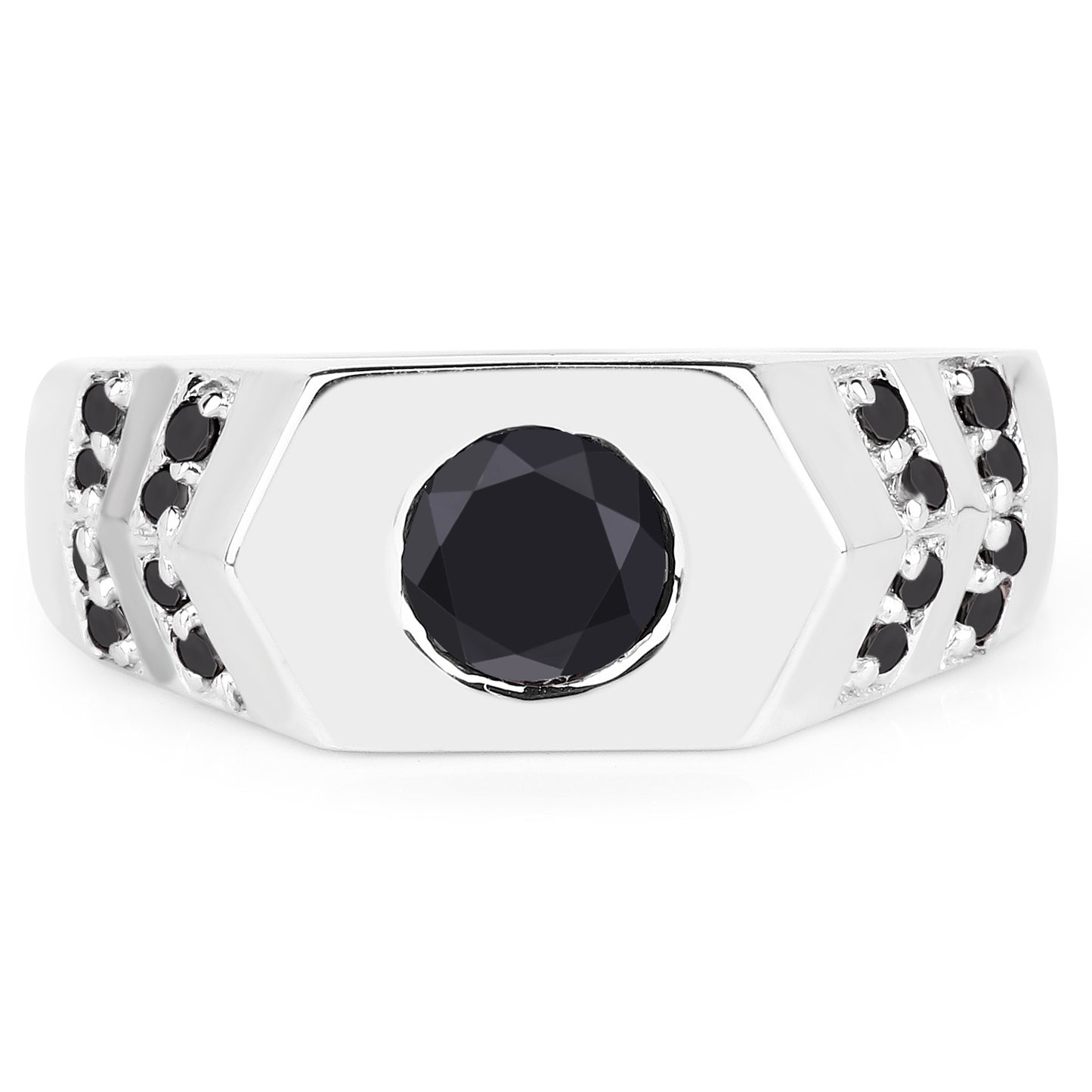 Sterling Silver 1.53 Carat Genuine Black Diamond Cocktail Ring fine