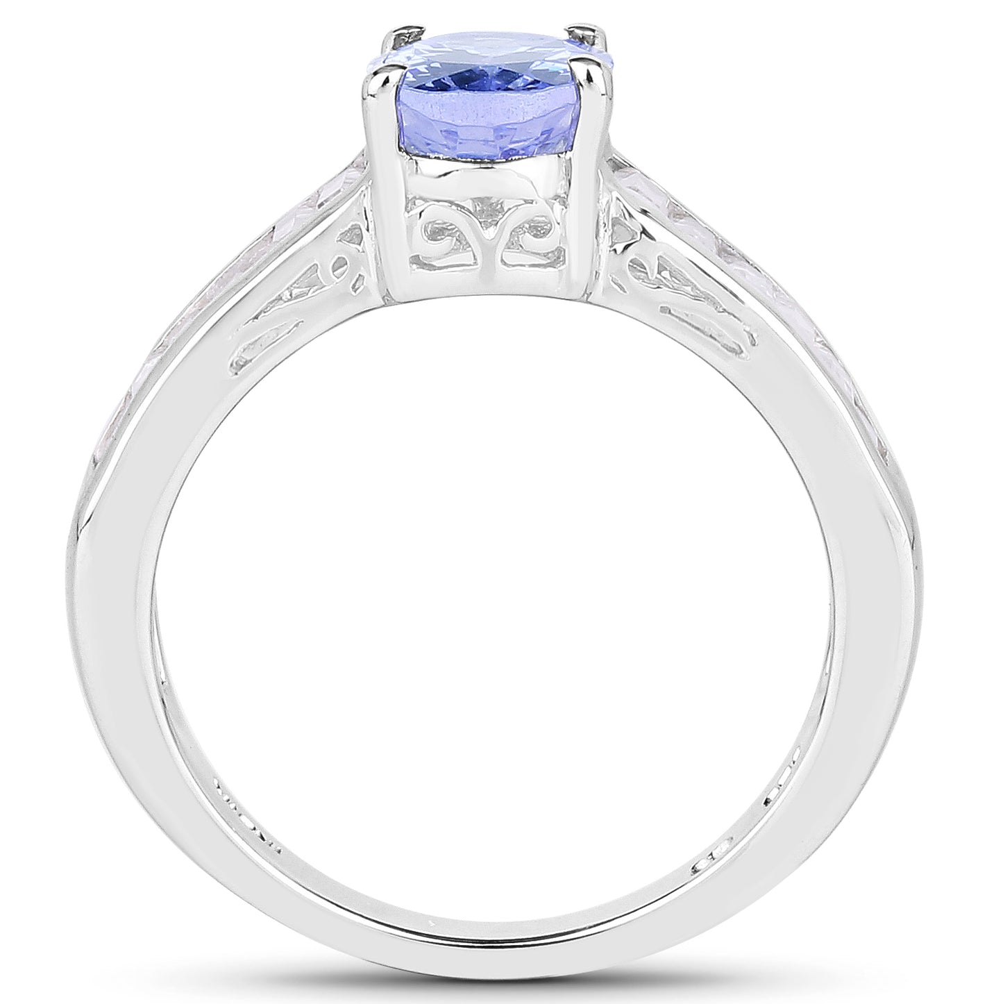 Sterling Silver 2.13 Carat Genuine Tanzanite White Topaz Ring fine