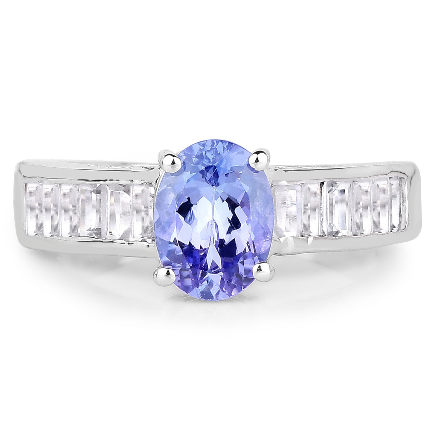 Sterling Silver 2.13 Carat Genuine Tanzanite White Topaz Ring fine
