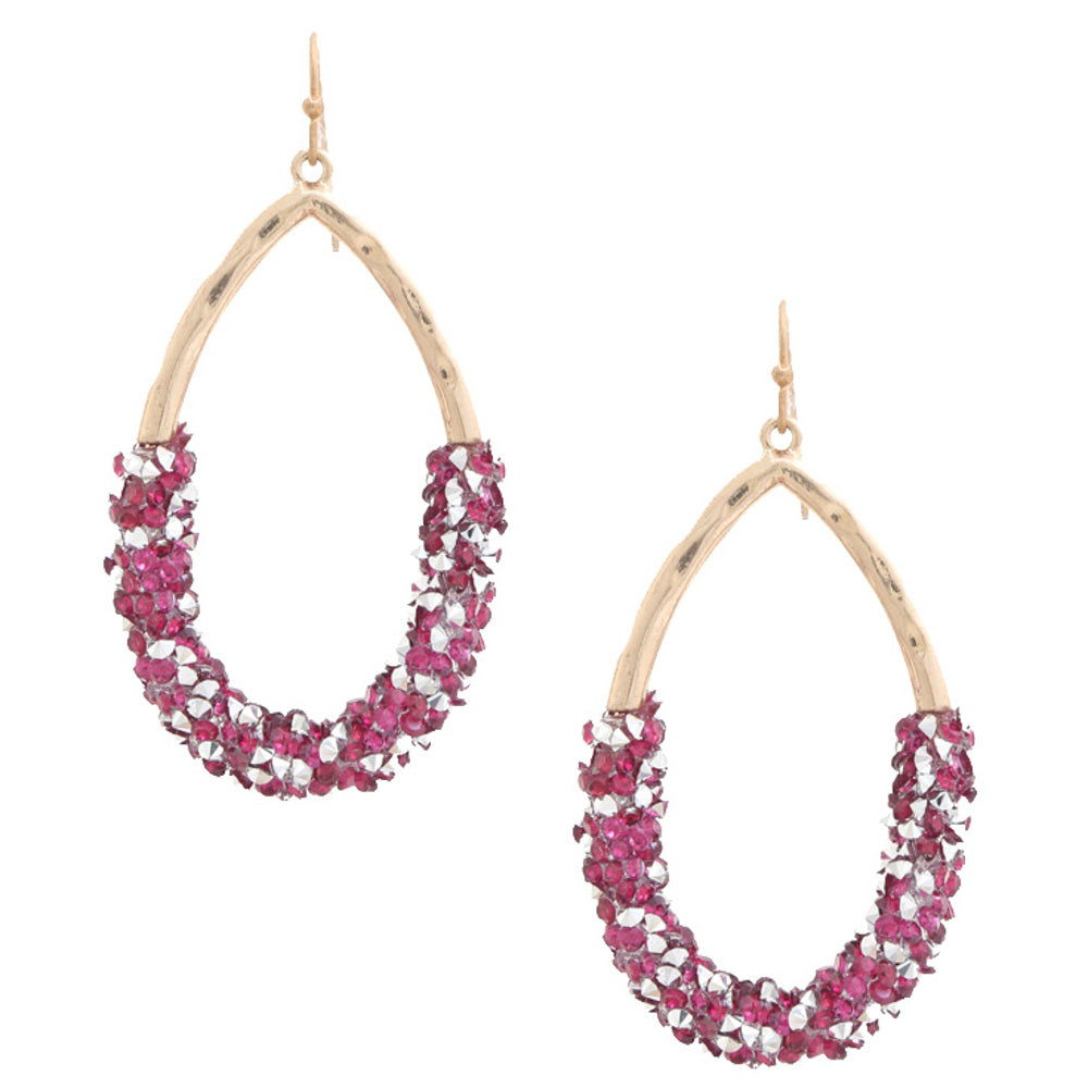 Beaded Teardrop Dangle Fashion Earrings fuchsia