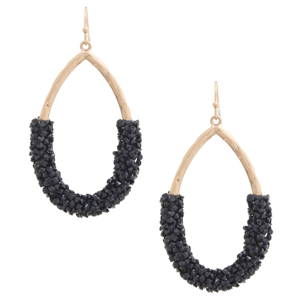 Beaded Teardrop Dangle Fashion Earrings black