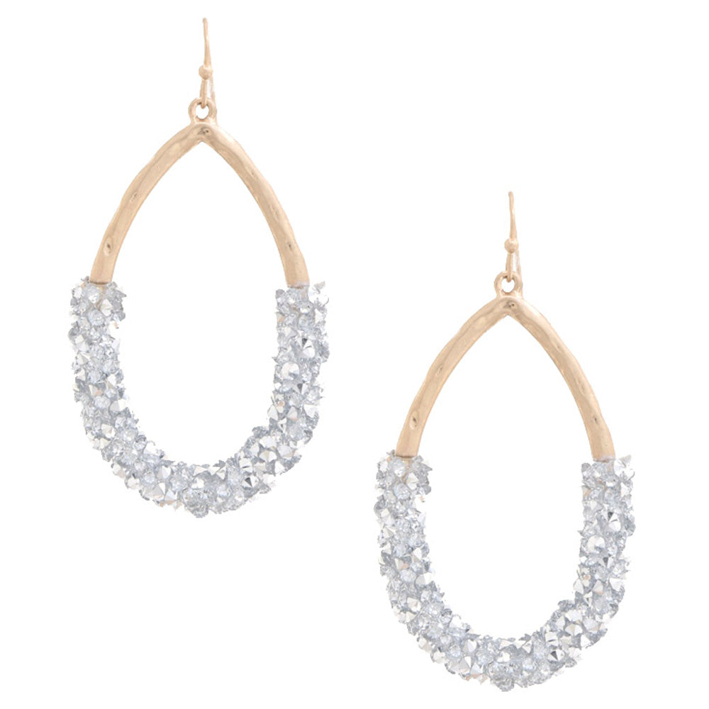 Beaded Teardrop Dangle Fashion Earrings white