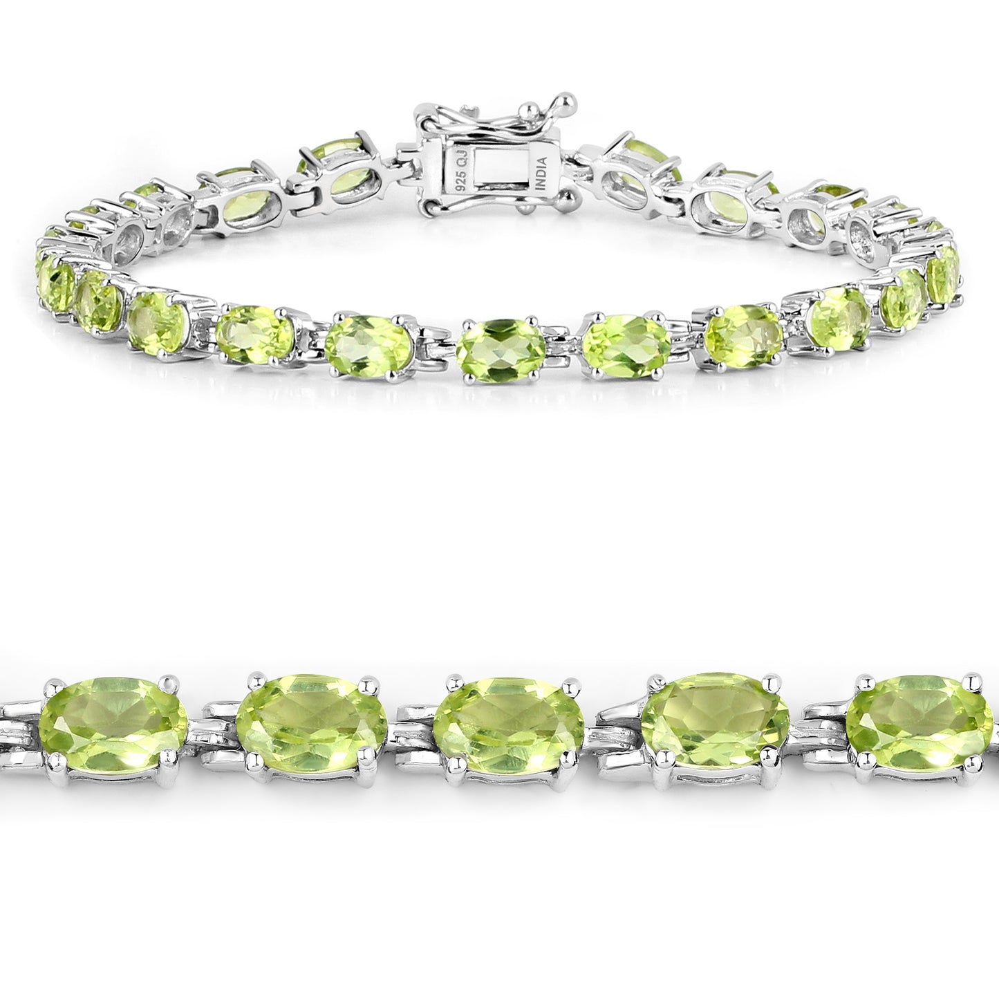 Sterling Silver 8.61 Carat Peridot Bracelet fine