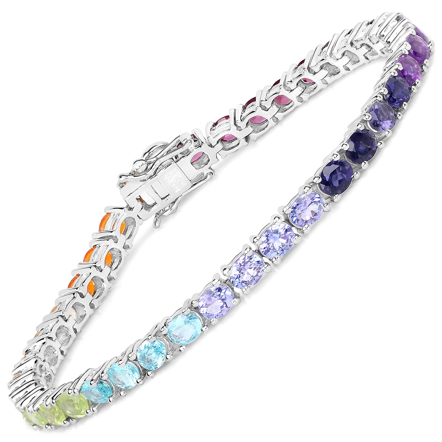 Sterling Silver 12.04 Carat Multi Gemstone Tennis Bracelet fine