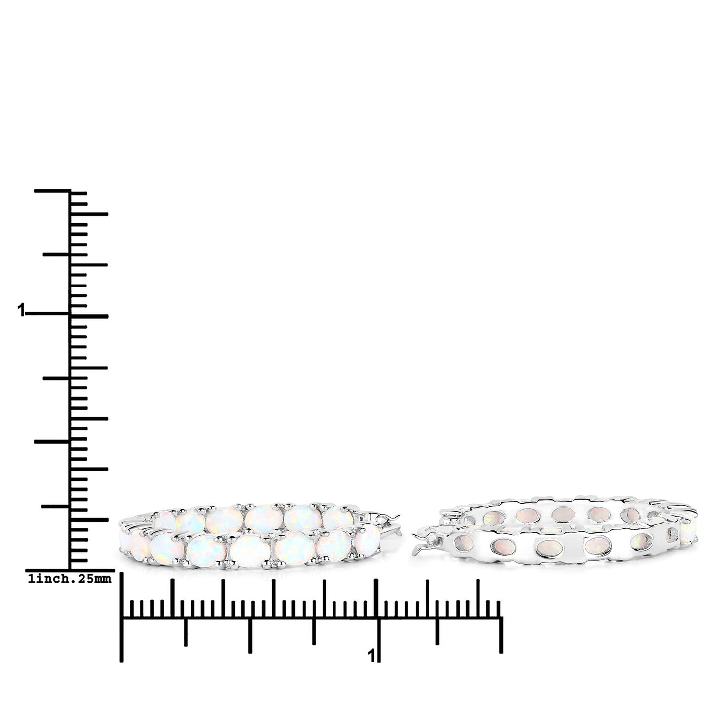 Sterling Silver Genuine Opal 2.05 Carat Gemstone Hoop Earrings fine