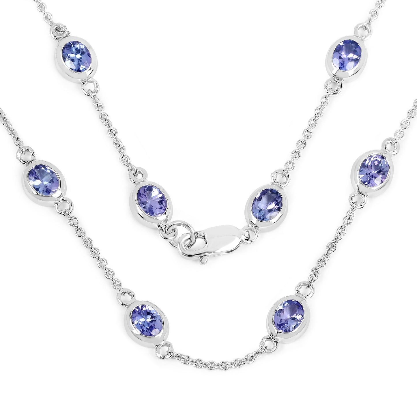 Sterling Silver Tanzanite 18 Inch Cocktail Style Necklace fine
