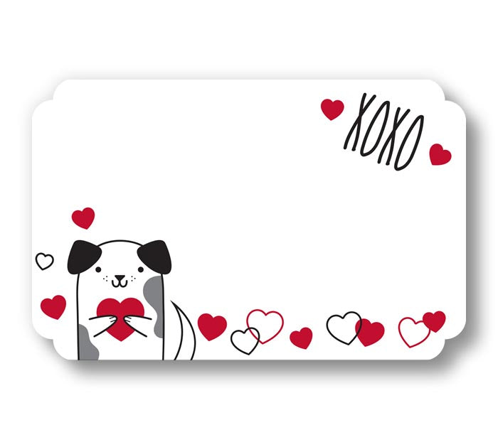 Puppy Die Cut XOXO hugs kisses Red white Heart Enclosure Cards 