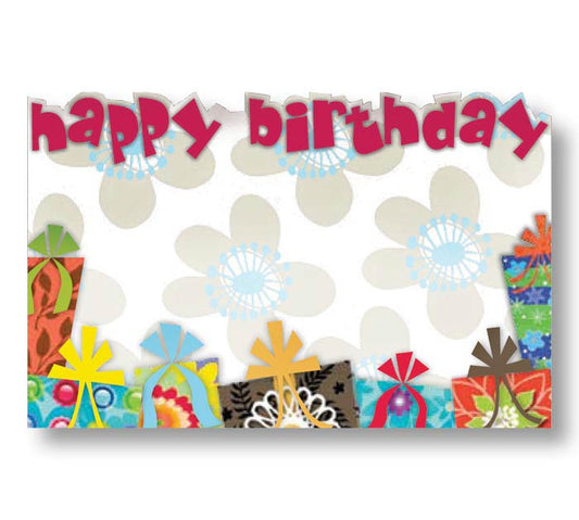 Blank Happy Birthday die cut Gifts Enclosure Card