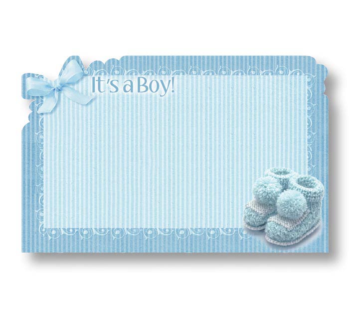 Blank Die Cut Its a Boy Baby Blue booties Enclosure Card