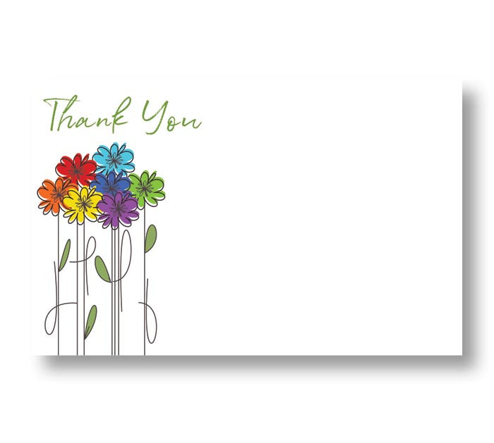 Blank Thank You Line Drawn Flowers Enclosure Card