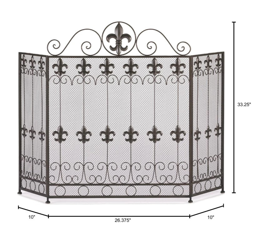 Fireplace Screen French Revival Iron Metal Mesh Home Decor