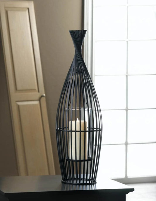 Iron and Glass Wire Vase Candle Holder