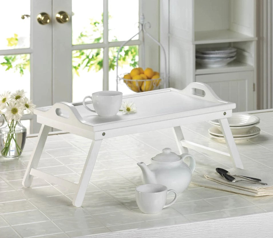 Wood White Folding Breakfast Dinner Tray Kitchen Home Decor