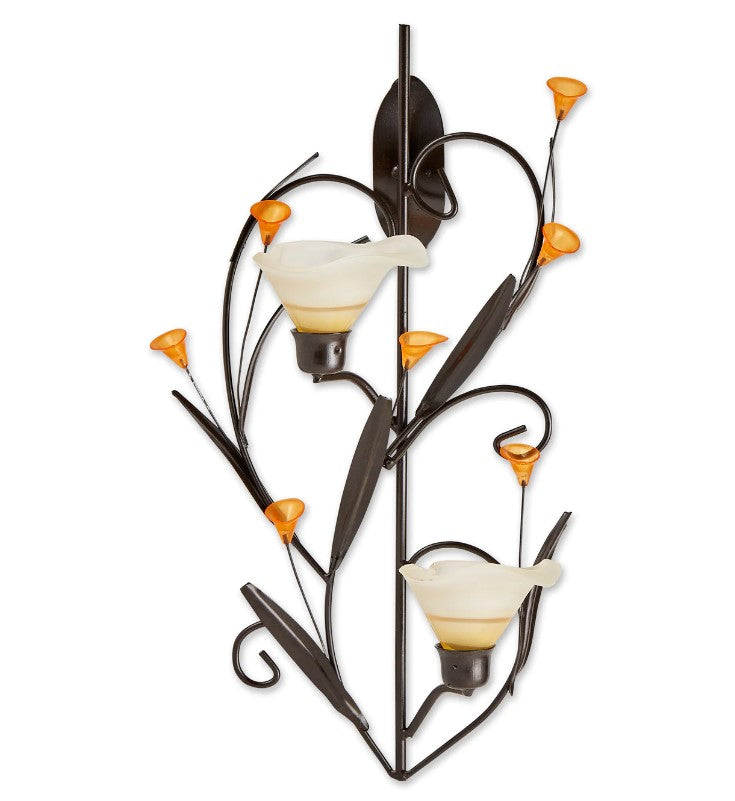 Amber Lillies Candle Wall Sconce Home Decor