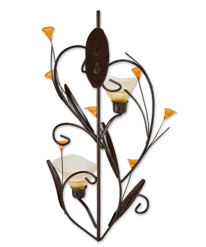 Amber Lillies Candle Wall Sconce Home Decor back view