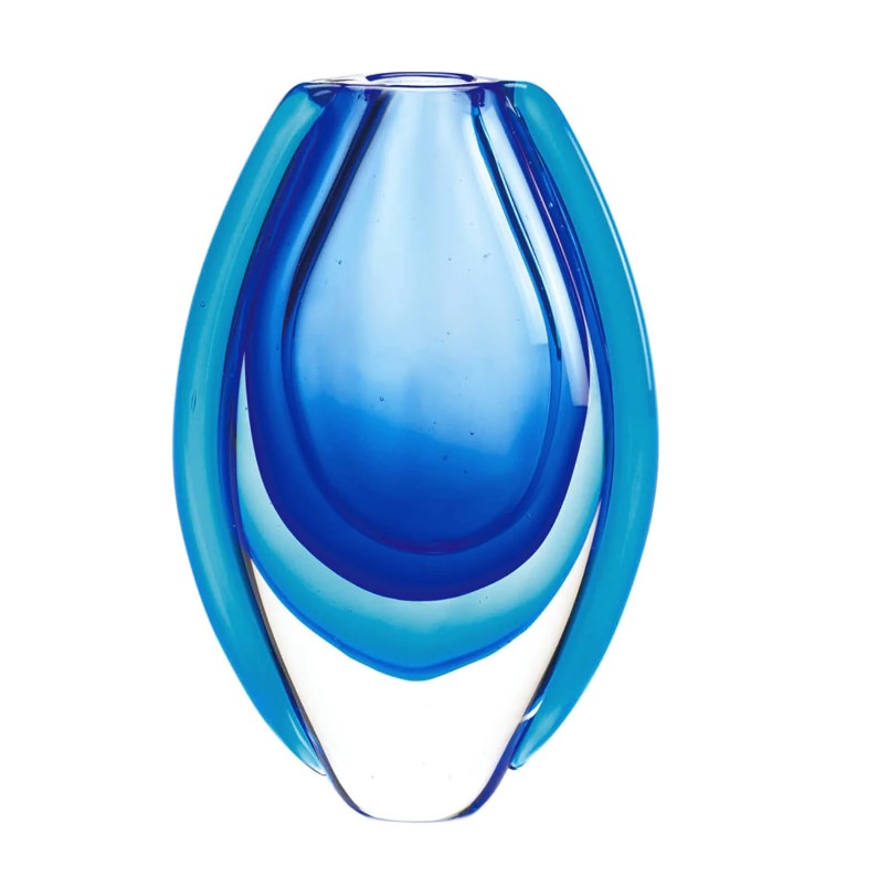Hand Made Blue Art Glass Vase Home Decor