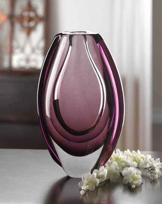 Hand Made Wild Orchid Art Glass Vase Home Decor