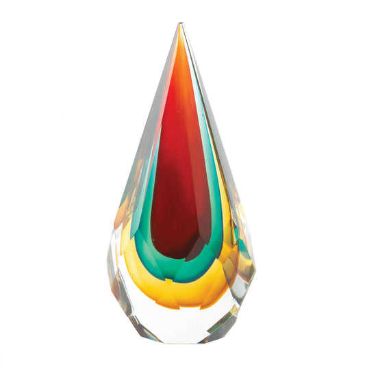Hand Made Unique Faceted Teardrop Art Glass Statue Home Decor