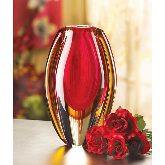 Hand Made Unique Sunfire Glass Vase Home Decor