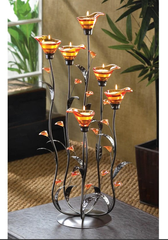 Amber Calla Lily Candle Holder Home Decor