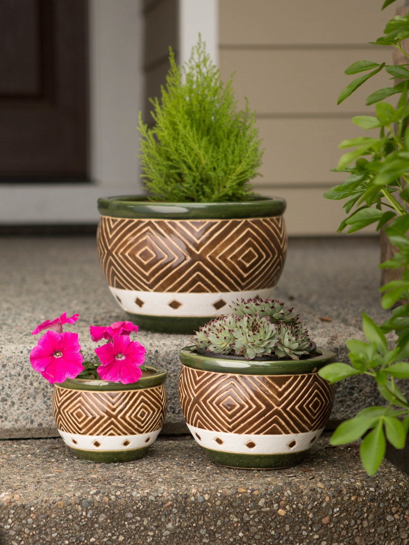 Ceramic Jade Planter Set of 3 Garden Garden Decor