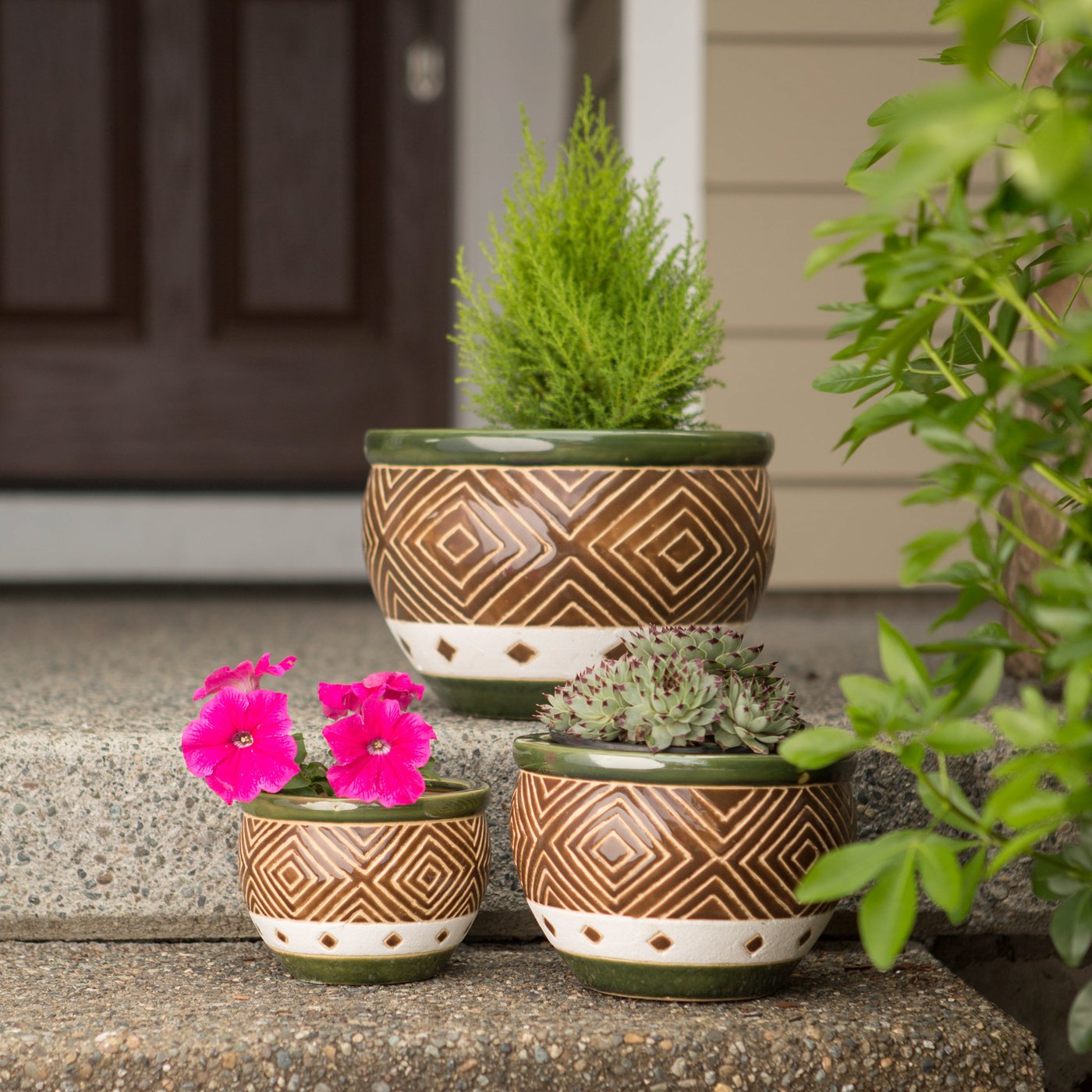 Ceramic Jade Planter Set of 3 Garden Garden Decor