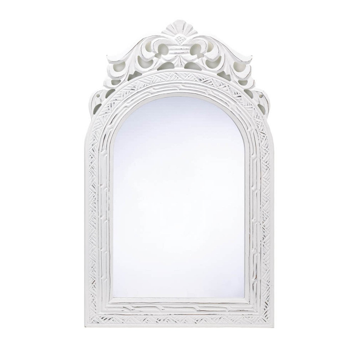 Wall Mirror Arch Top Wood and Glass French Country Style Home Decor