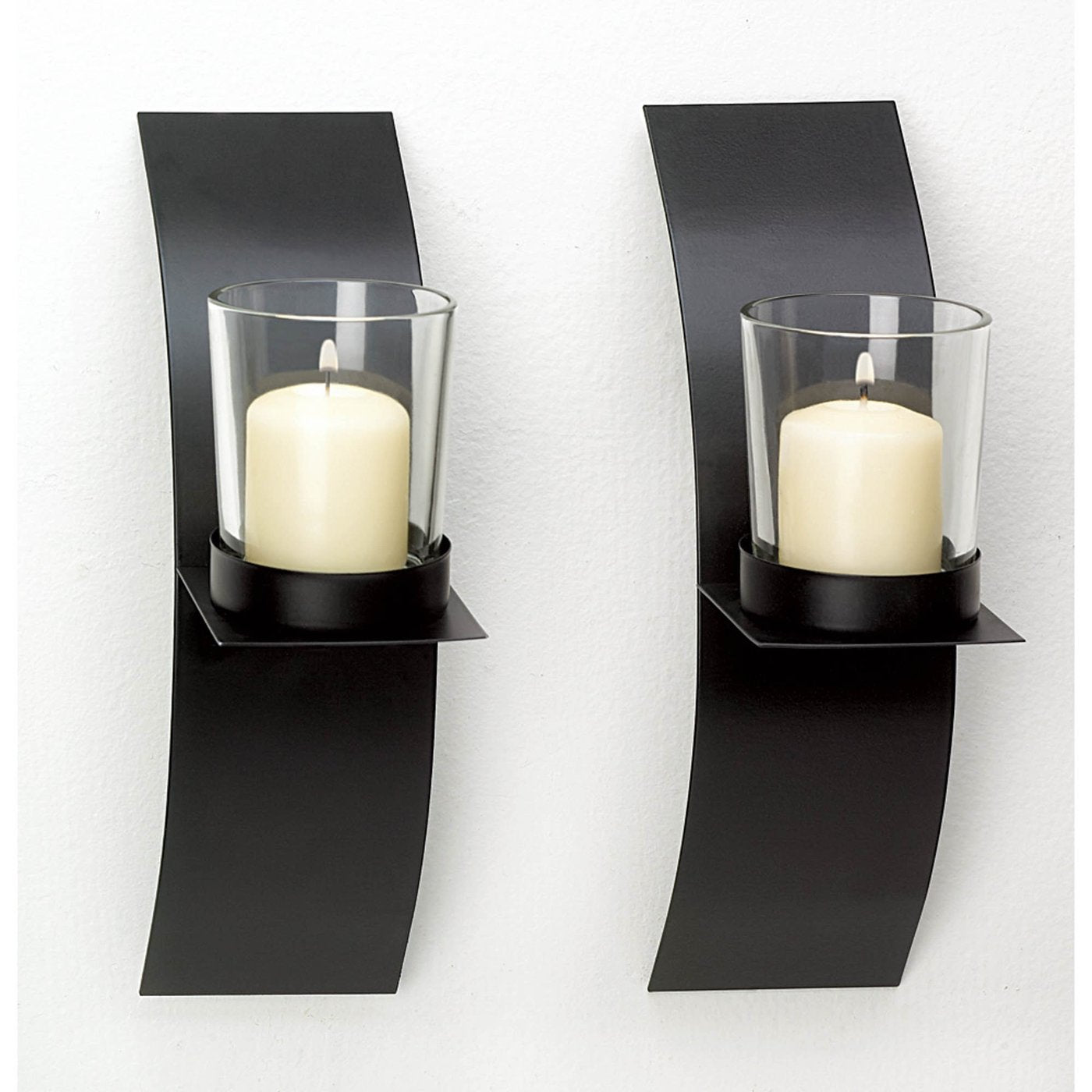 Modern Art Metal Glass Candle Sconce Duo Home Decor