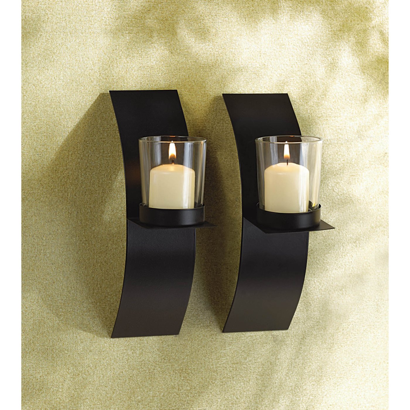 Modern Art Metal Glass Candle Sconce Duo Home Decor