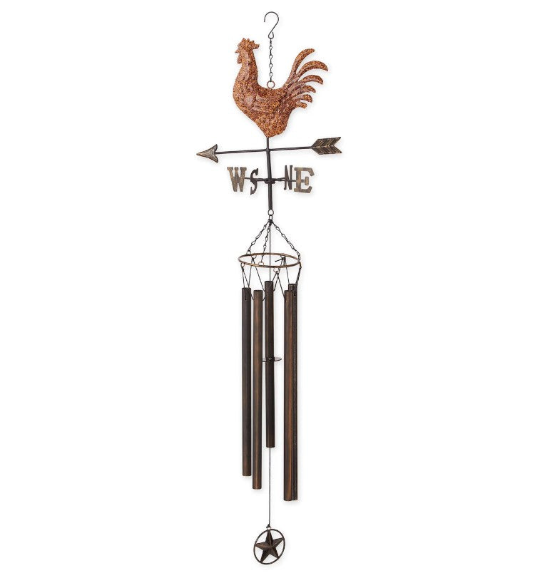 Rooster Copper Weathervane Wind Chime Garden Decor