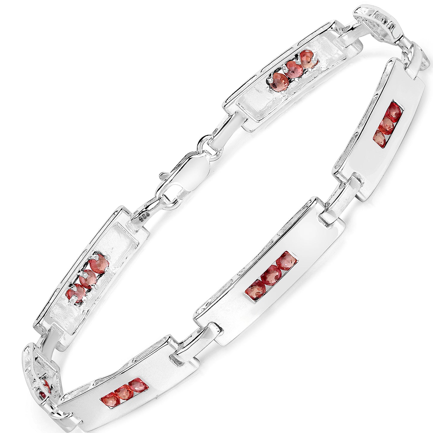 Sterling Silver Orange Sapphire Bracelet