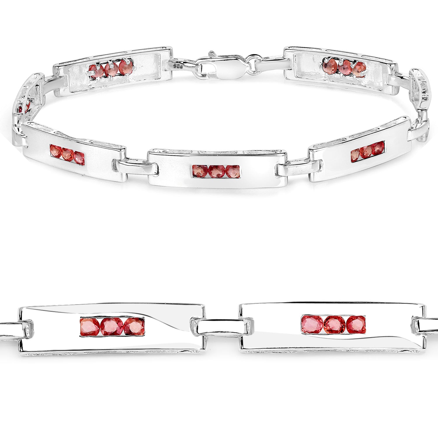 Sterling Silver Orange Sapphire Bracelet