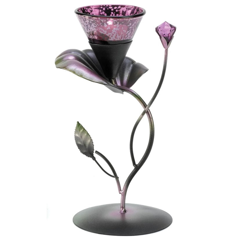 Lilac Lily Pad Acrylic Iron Glass Tealight Holder Home Decor